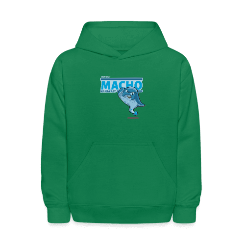 Macho Manta Ray Character Comfort Kids Hoodie - kelly green