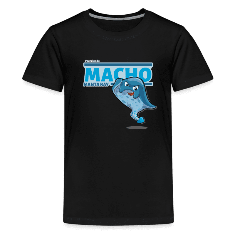 Macho Manta Ray Character Comfort Kids Tee - black