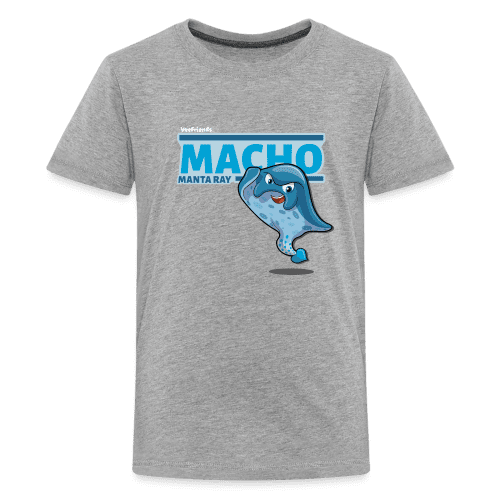 Macho Manta Ray Character Comfort Kids Tee - heather gray