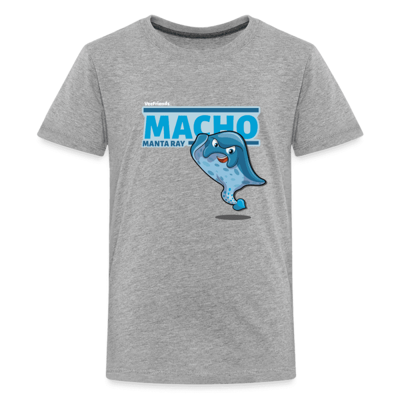 Macho Manta Ray Character Comfort Kids Tee - heather gray