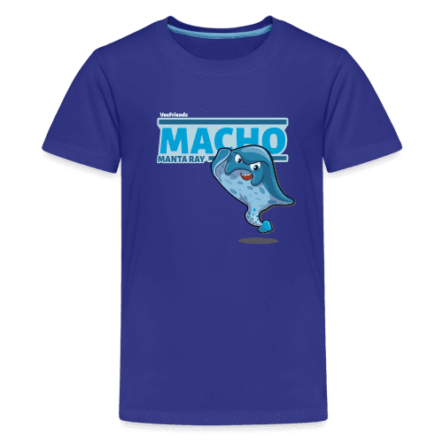 Macho Manta Ray Character Comfort Kids Tee - royal blue