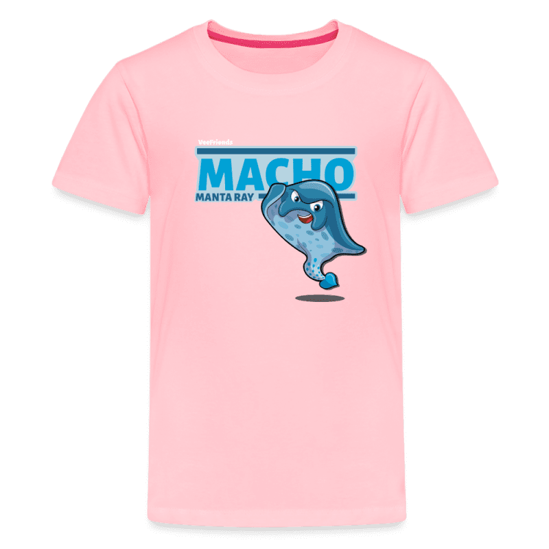 Macho Manta Ray Character Comfort Kids Tee - pink