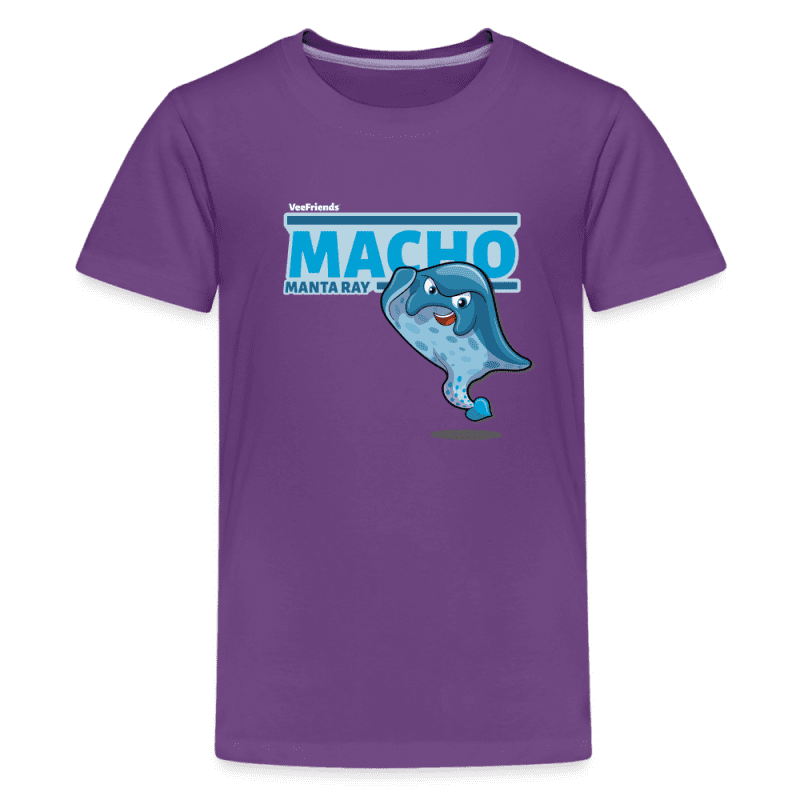 Macho Manta Ray Character Comfort Kids Tee - purple