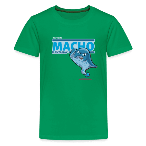 Macho Manta Ray Character Comfort Kids Tee - kelly green