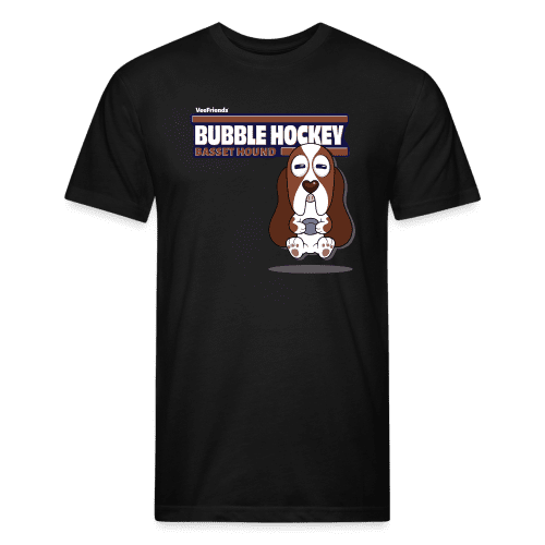 Bubble Hockey Basset Hound Character Comfort Adult Tee (Holder Claim) - black