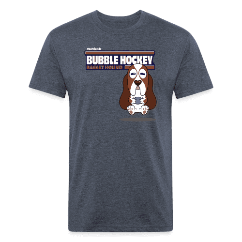 Bubble Hockey Basset Hound Character Comfort Adult Tee (Holder Claim) - heather navy