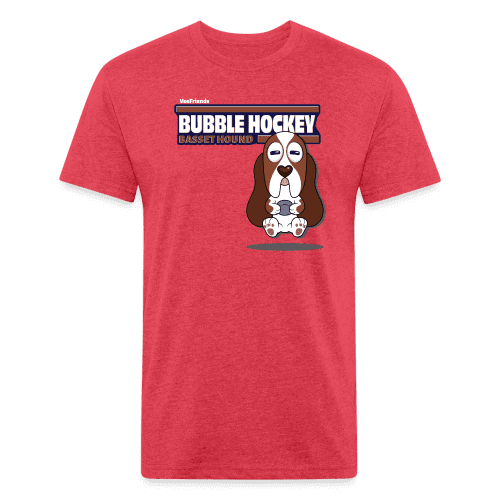 Bubble Hockey Basset Hound Character Comfort Adult Tee (Holder Claim) - heather red