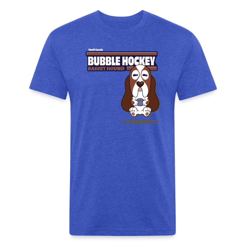 Bubble Hockey Basset Hound Character Comfort Adult Tee (Holder Claim) - heather royal