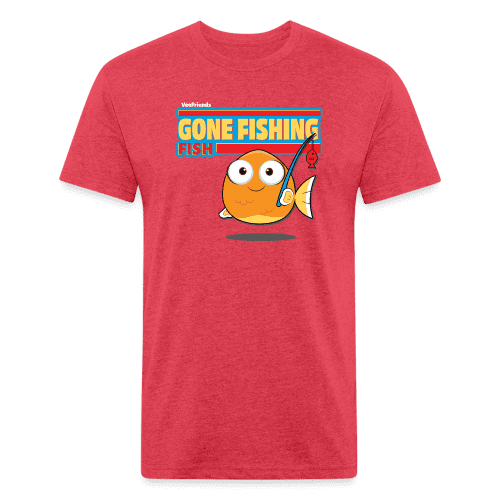 Gone Fishing Fish Character Comfort Adult Tee (Holder Claim) - heather red