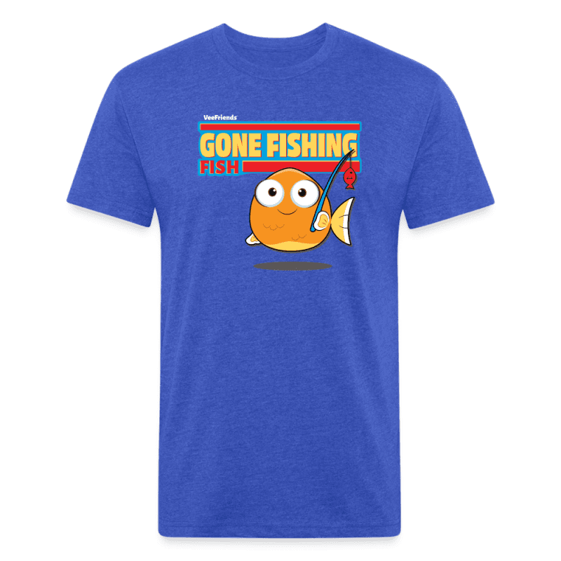 Gone Fishing Fish Character Comfort Adult Tee (Holder Claim) - heather royal