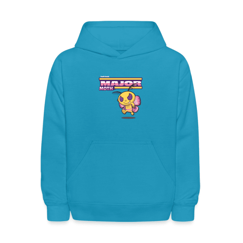 Major Moth Character Comfort Kids Hoodie - turquoise