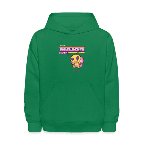 Major Moth Character Comfort Kids Hoodie - kelly green