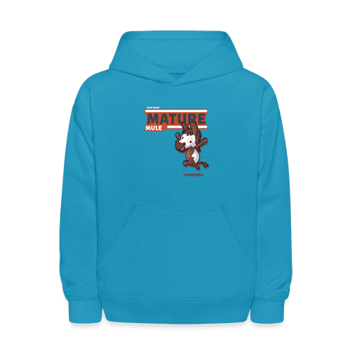 Mature Mule Character Comfort Kids Hoodie - turquoise