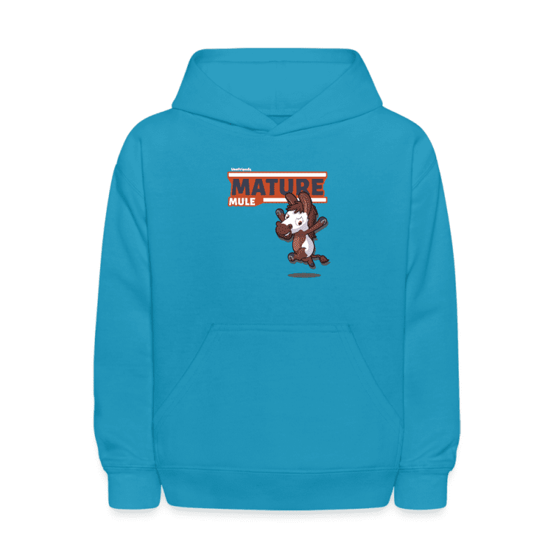 Mature Mule Character Comfort Kids Hoodie - turquoise