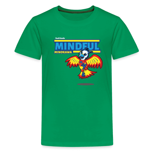 Mindful Minokawa Character Comfort Kids Tee - kelly green