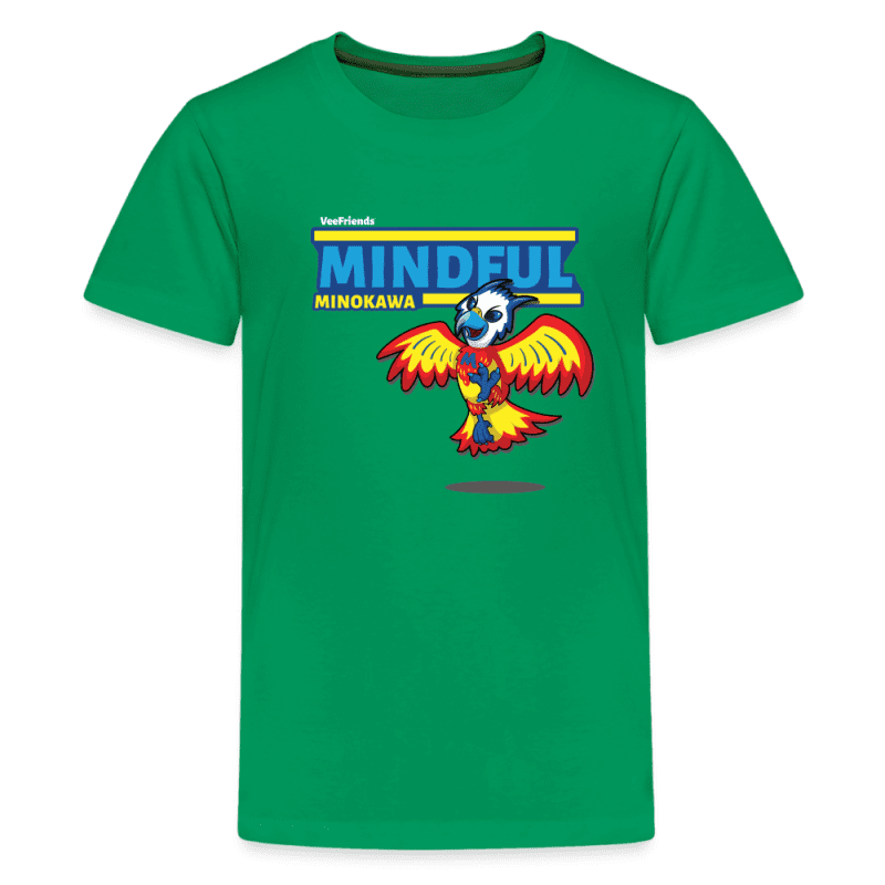 Mindful Minokawa Character Comfort Kids Tee - kelly green