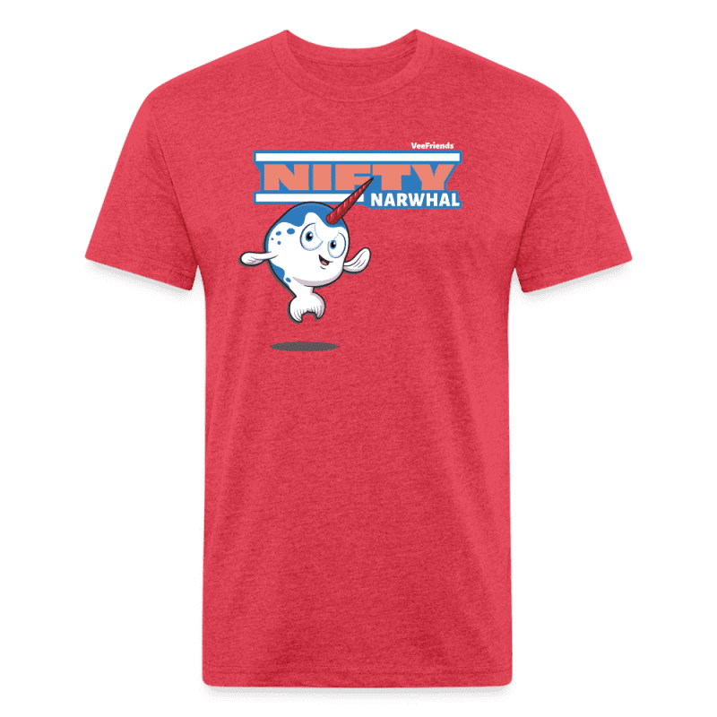 Nifty Narwhal Character Comfort Adult Tee - heather red