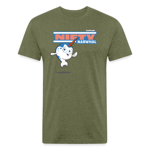 Nifty Narwhal Character Comfort Adult Tee - heather military green