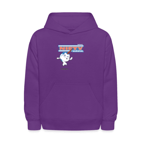 Nifty Narwhal Character Comfort Kids Hoodie - purple