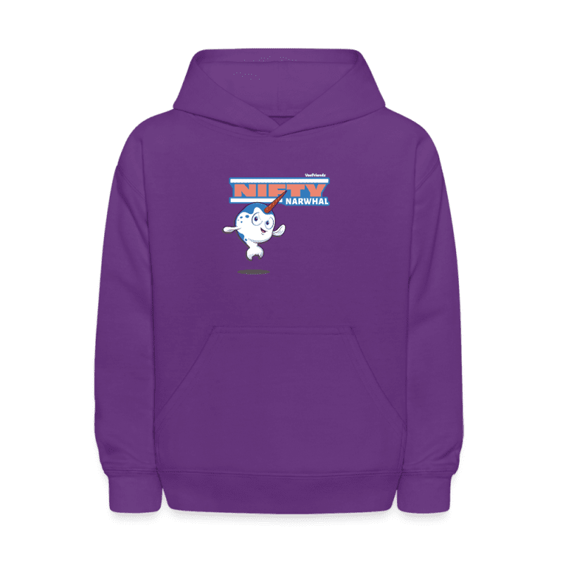 Nifty Narwhal Character Comfort Kids Hoodie - purple