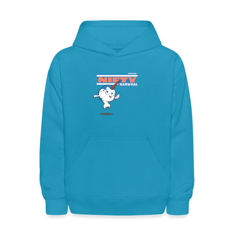 Nifty Narwhal Character Comfort Kids Hoodie - turquoise