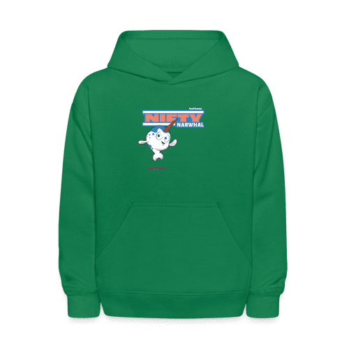 Nifty Narwhal Character Comfort Kids Hoodie - kelly green