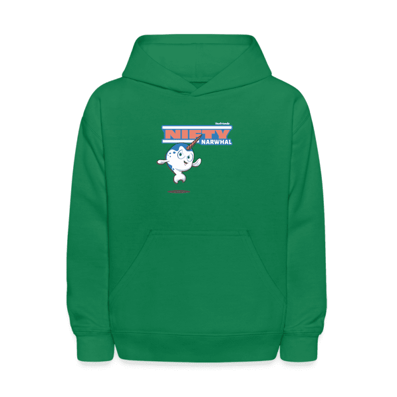 Nifty Narwhal Character Comfort Kids Hoodie - kelly green