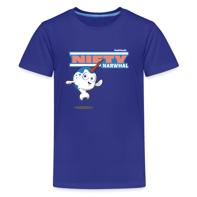 Nifty Narwhal Character Comfort Kids Tee - royal blue