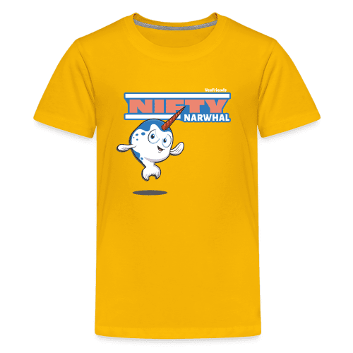 Nifty Narwhal Character Comfort Kids Tee - sun yellow