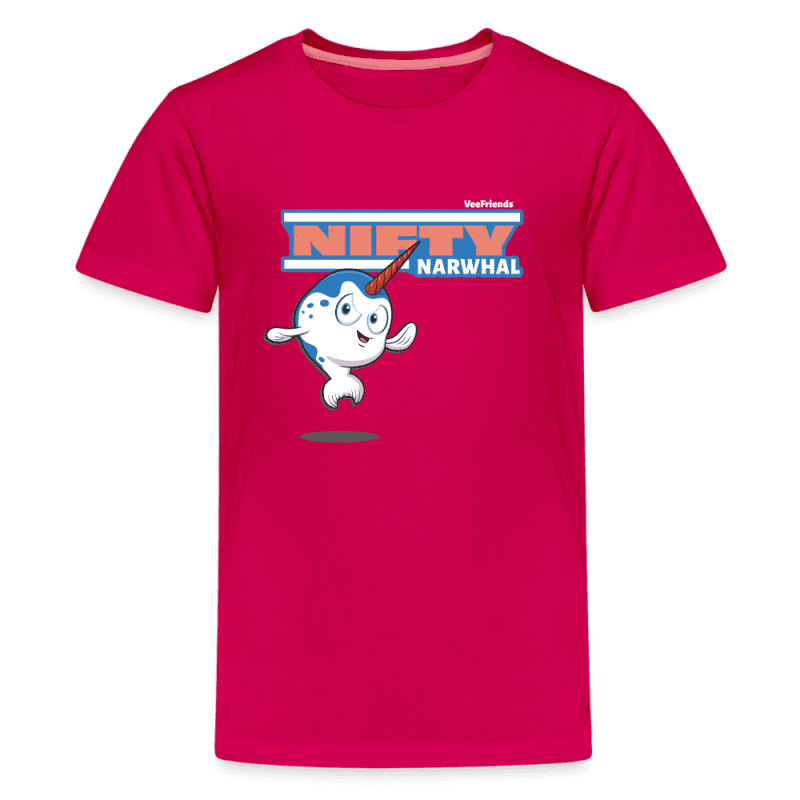 Nifty Narwhal Character Comfort Kids Tee - dark pink