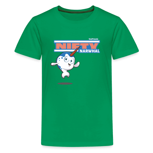 Nifty Narwhal Character Comfort Kids Tee - kelly green