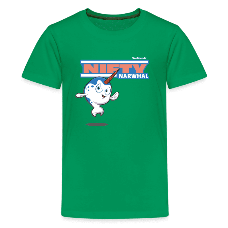 Nifty Narwhal Character Comfort Kids Tee - kelly green