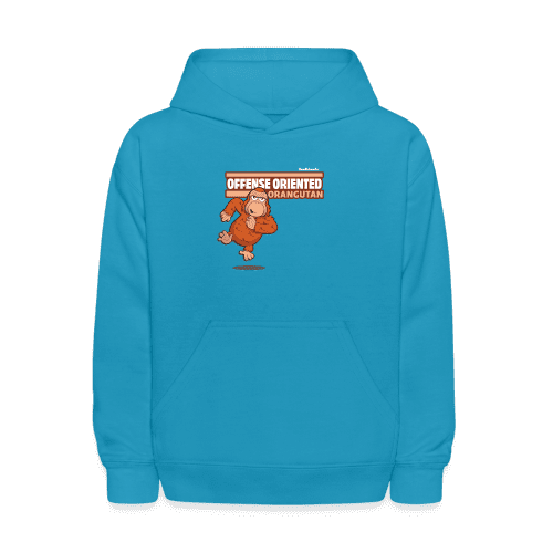 Offense Oriented Orangutan Character Comfort Kids Hoodie - turquoise