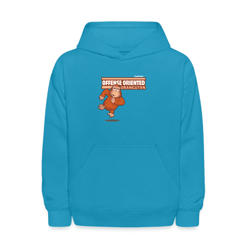 Offense Oriented Orangutan Character Comfort Kids Hoodie - turquoise