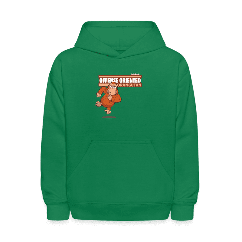 Offense Oriented Orangutan Character Comfort Kids Hoodie - kelly green