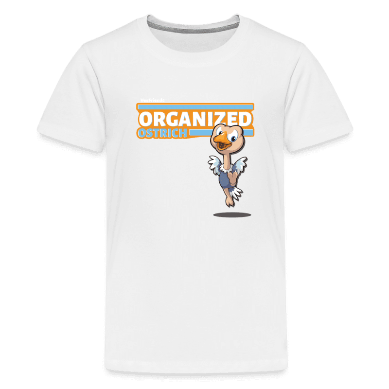 Organized Ostrich Character Comfort Kids Tee - white