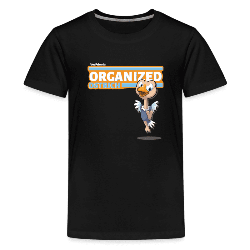 Organized Ostrich Character Comfort Kids Tee - black