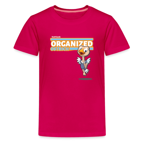 Organized Ostrich Character Comfort Kids Tee - dark pink