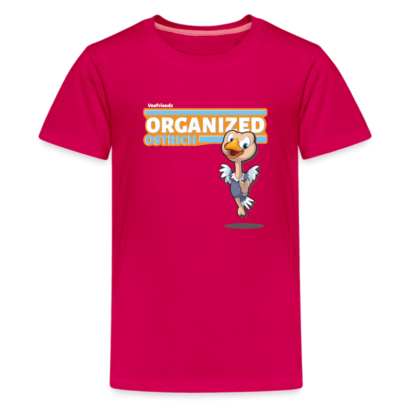 Organized Ostrich Character Comfort Kids Tee - dark pink