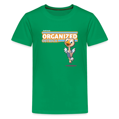 Organized Ostrich Character Comfort Kids Tee - kelly green