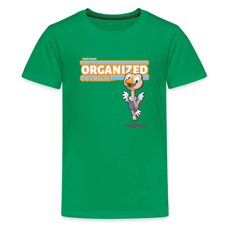 Organized Ostrich Character Comfort Kids Tee - kelly green