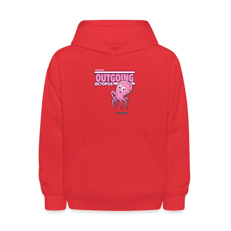 Outgoing Octopus Character Comfort Kids Hoodie - red