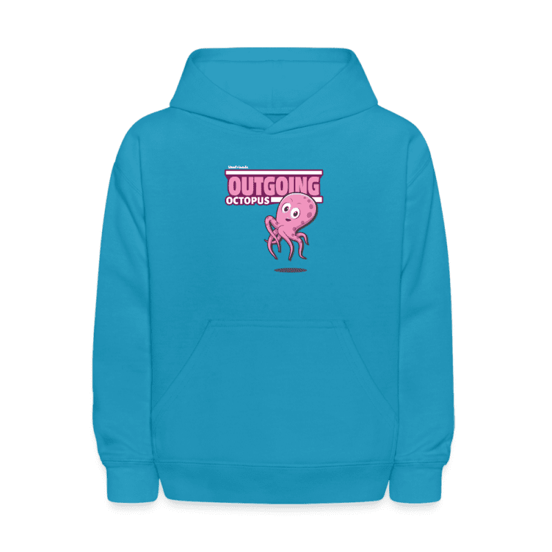 Outgoing Octopus Character Comfort Kids Hoodie - turquoise