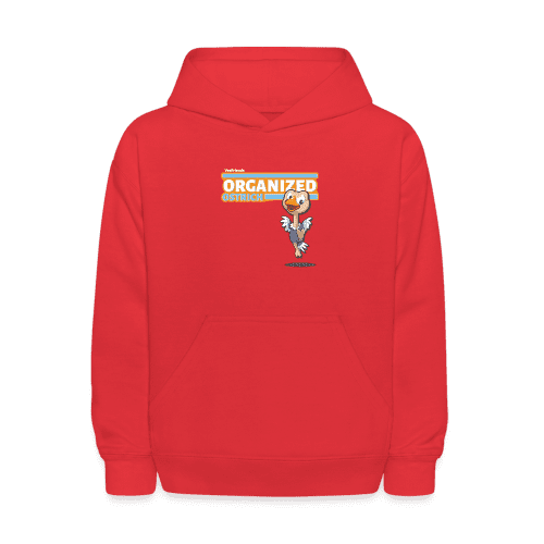 Organized Ostrich Character Comfort Kids Hoodie - red