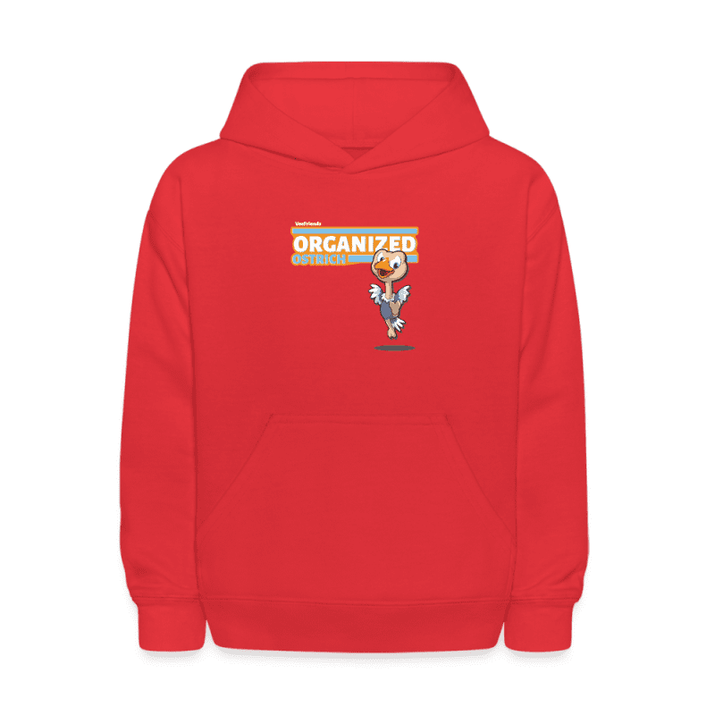 Organized Ostrich Character Comfort Kids Hoodie - red