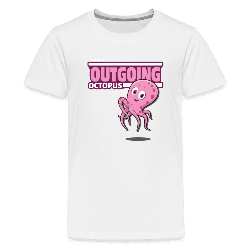 Outgoing Octopus Character Comfort Kids Tee - white