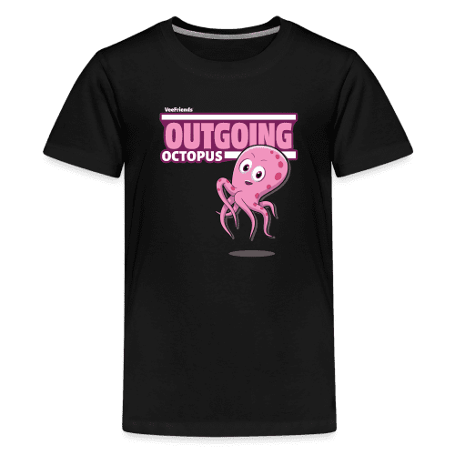 Outgoing Octopus Character Comfort Kids Tee - black