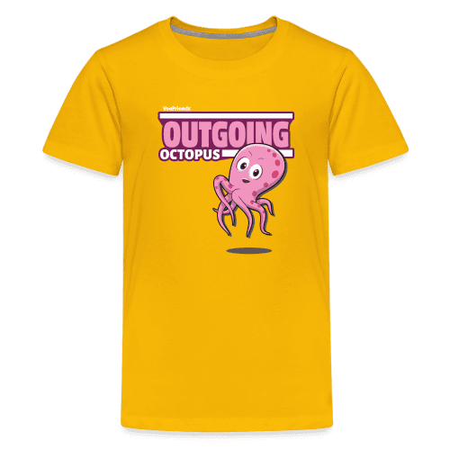 Outgoing Octopus Character Comfort Kids Tee - sun yellow