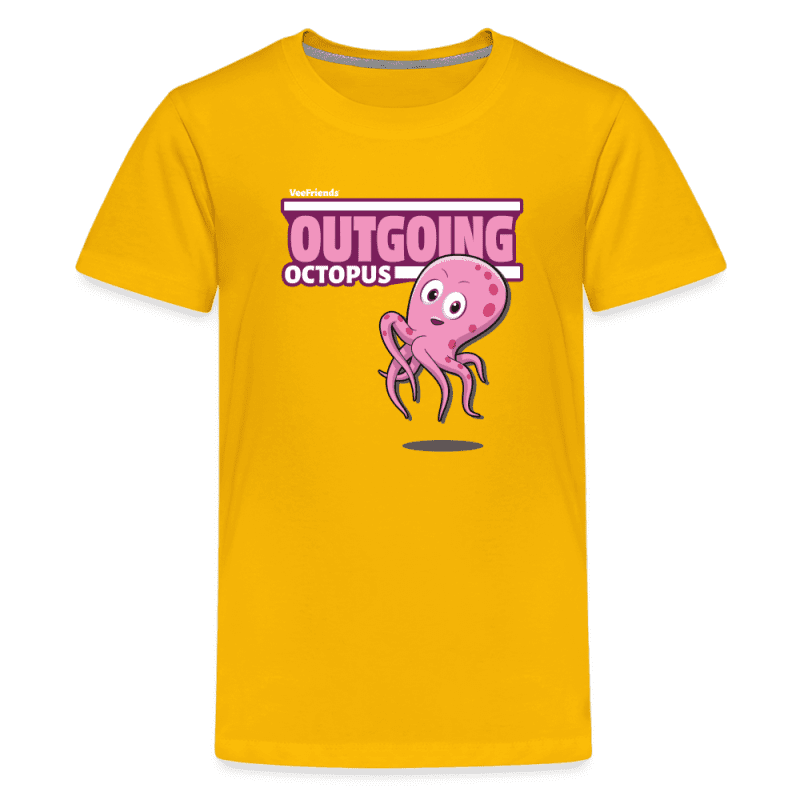 Outgoing Octopus Character Comfort Kids Tee - sun yellow