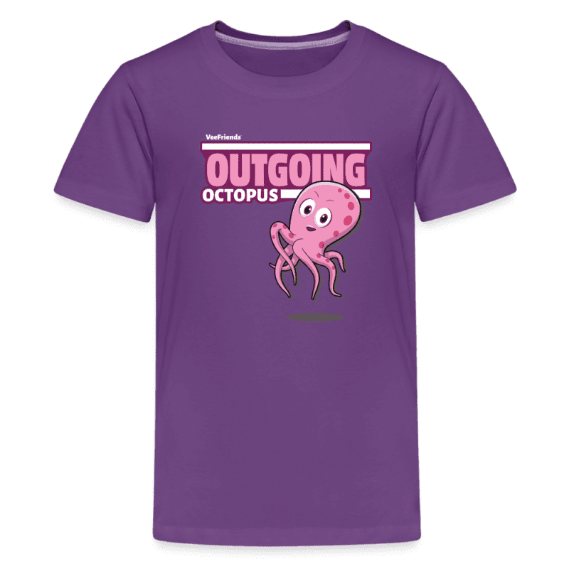 Outgoing Octopus Character Comfort Kids Tee - purple